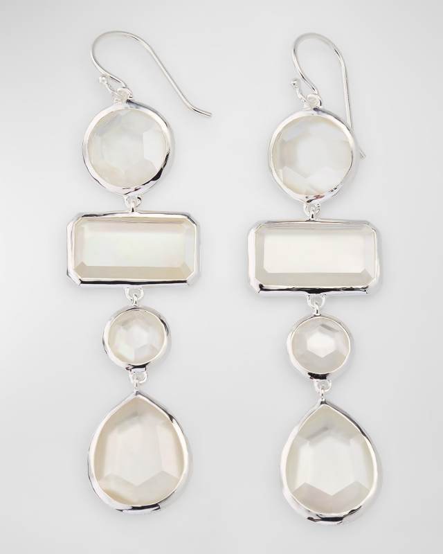 Rock Candy Large Mixed-Cut 4-Tier Earrings in MOP and Rock Crystal